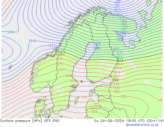 Surface pressure GFS ENS Su 29.09.2024 18 UTC