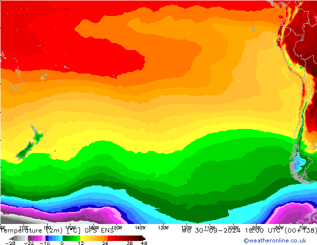 Temperatura (2m) GFS ENS lun 30.09.2024 18 UTC