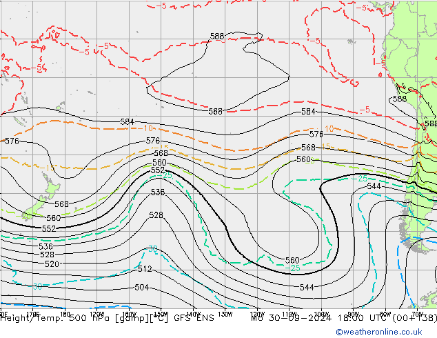 Hoogte/Temp. 500 hPa GFS ENS ma 30.09.2024 18 UTC