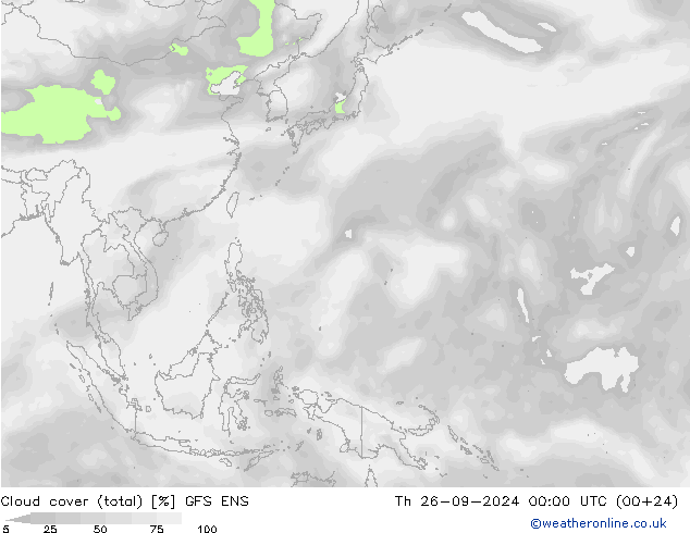 Cloud cover (total) GFS ENS Th 26.09.2024 00 UTC