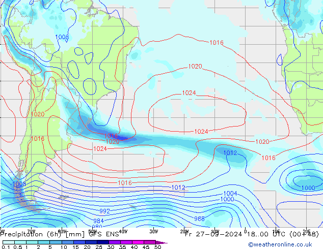 Precipitation (6h) GFS ENS Fr 27.09.2024 00 UTC