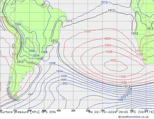 Luchtdruk (Grond) GFS ENS wo 02.10.2024 06 UTC