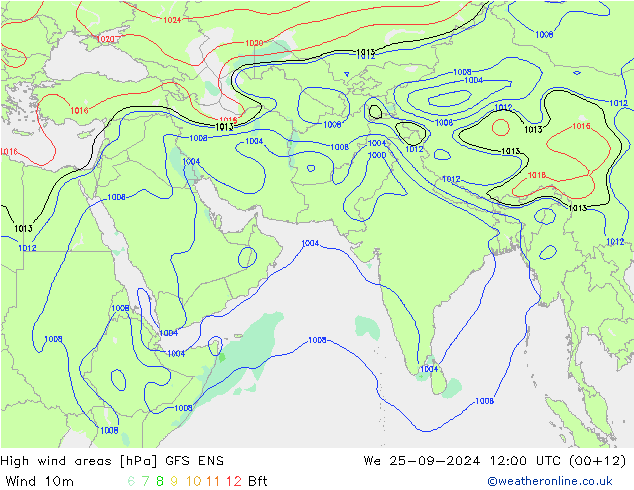 Izotacha GFS ENS śro. 25.09.2024 12 UTC