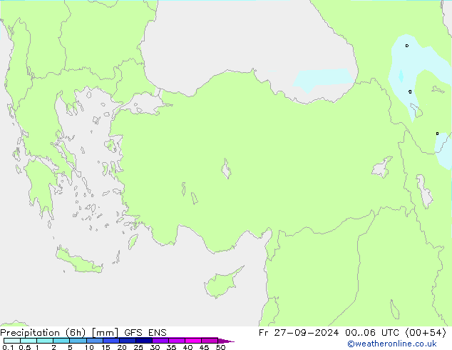 Précipitation (6h) GFS ENS ven 27.09.2024 06 UTC