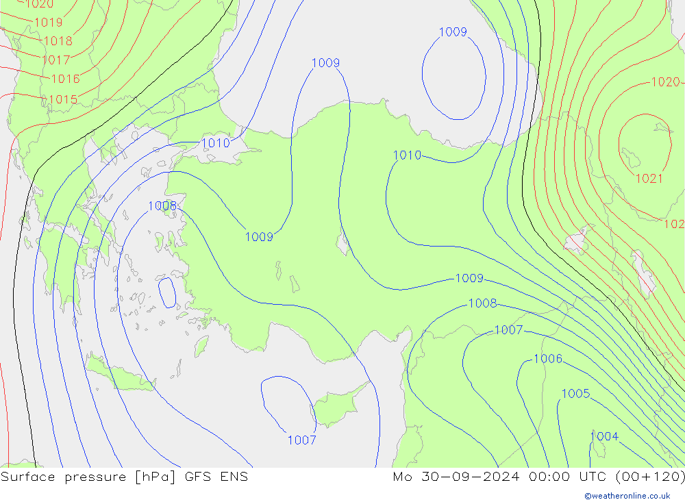 pressão do solo GFS ENS Seg 30.09.2024 00 UTC