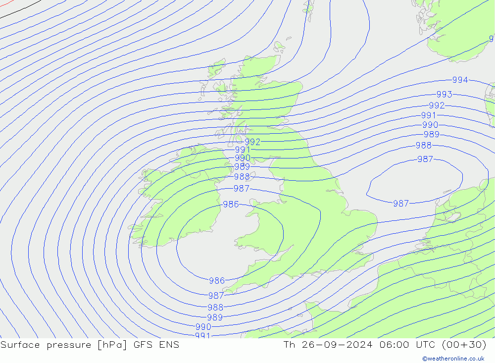 Surface pressure GFS ENS Th 26.09.2024 06 UTC