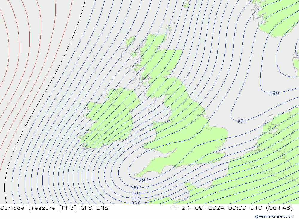приземное давление GFS ENS пт 27.09.2024 00 UTC