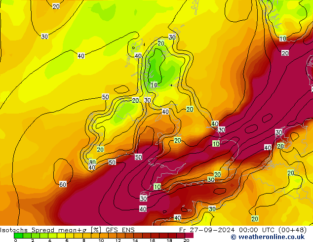 Isotachs Spread GFS ENS  27.09.2024 00 UTC