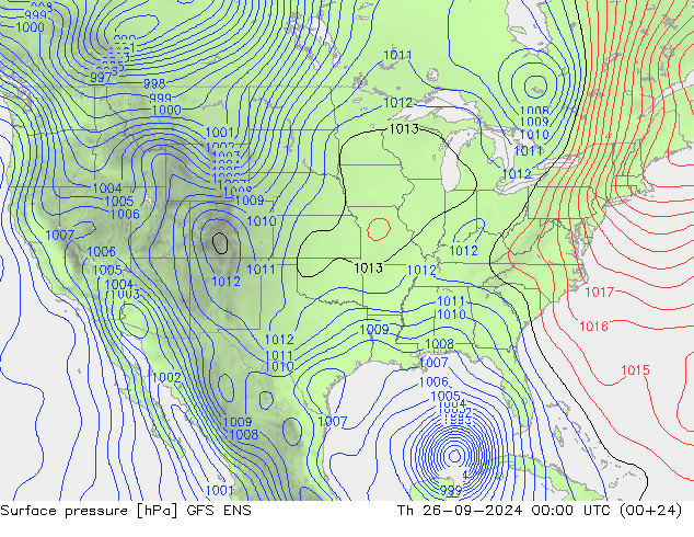 Presión superficial GFS ENS jue 26.09.2024 00 UTC