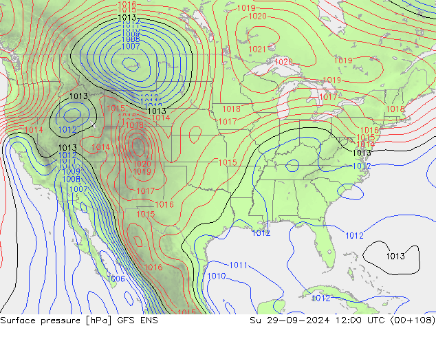 Presión superficial GFS ENS dom 29.09.2024 12 UTC