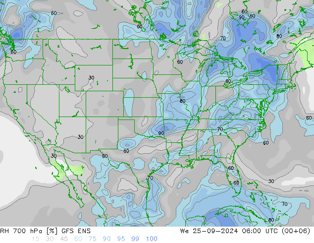 RH 700 гПа GFS ENS ср 25.09.2024 06 UTC