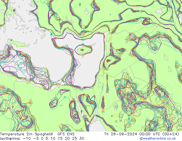 Temperature 2m Spaghetti GFS ENS Th 26.09.2024 00 UTC