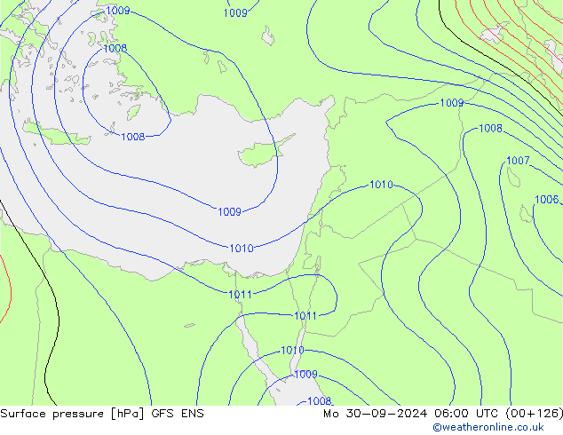 pression de l'air GFS ENS lun 30.09.2024 06 UTC