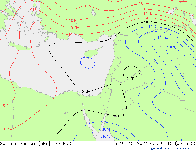 Surface pressure GFS ENS Th 10.10.2024 00 UTC