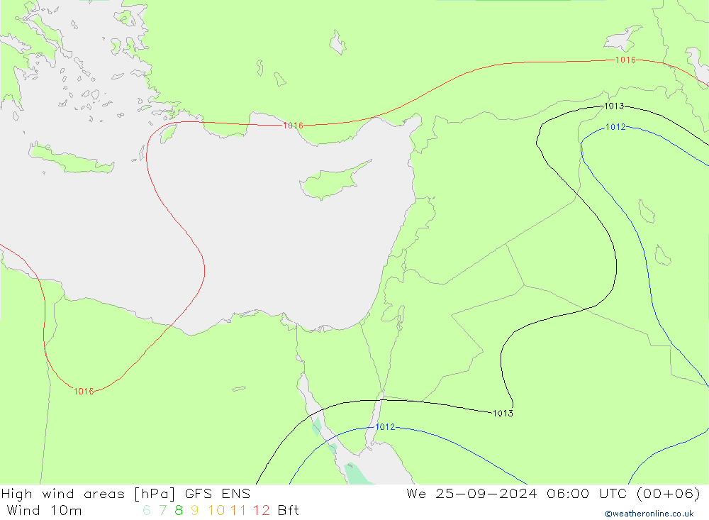 High wind areas GFS ENS We 25.09.2024 06 UTC