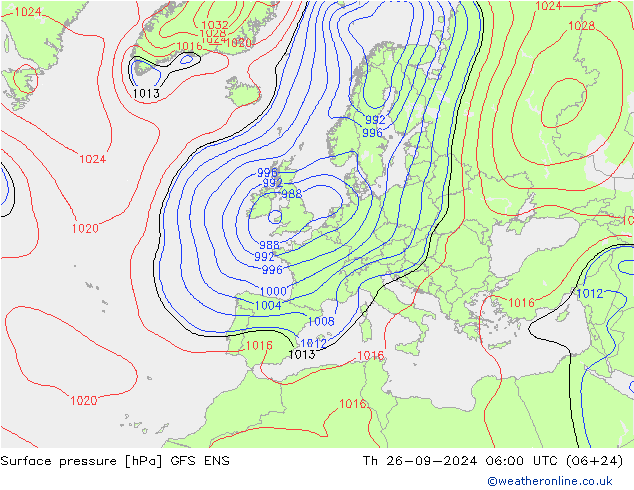 Pressione al suolo GFS ENS gio 26.09.2024 06 UTC