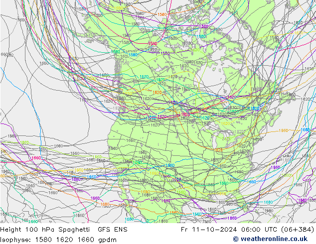 Height 100 hPa Spaghetti GFS ENS Fr 11.10.2024 06 UTC