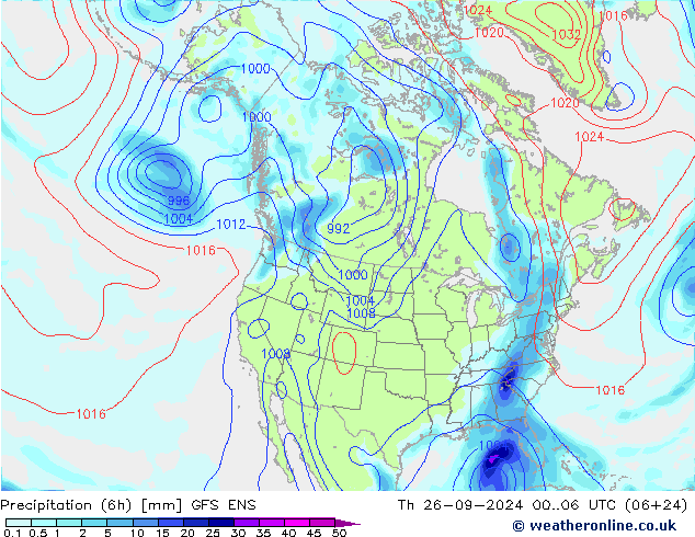 Précipitation (6h) GFS ENS jeu 26.09.2024 06 UTC