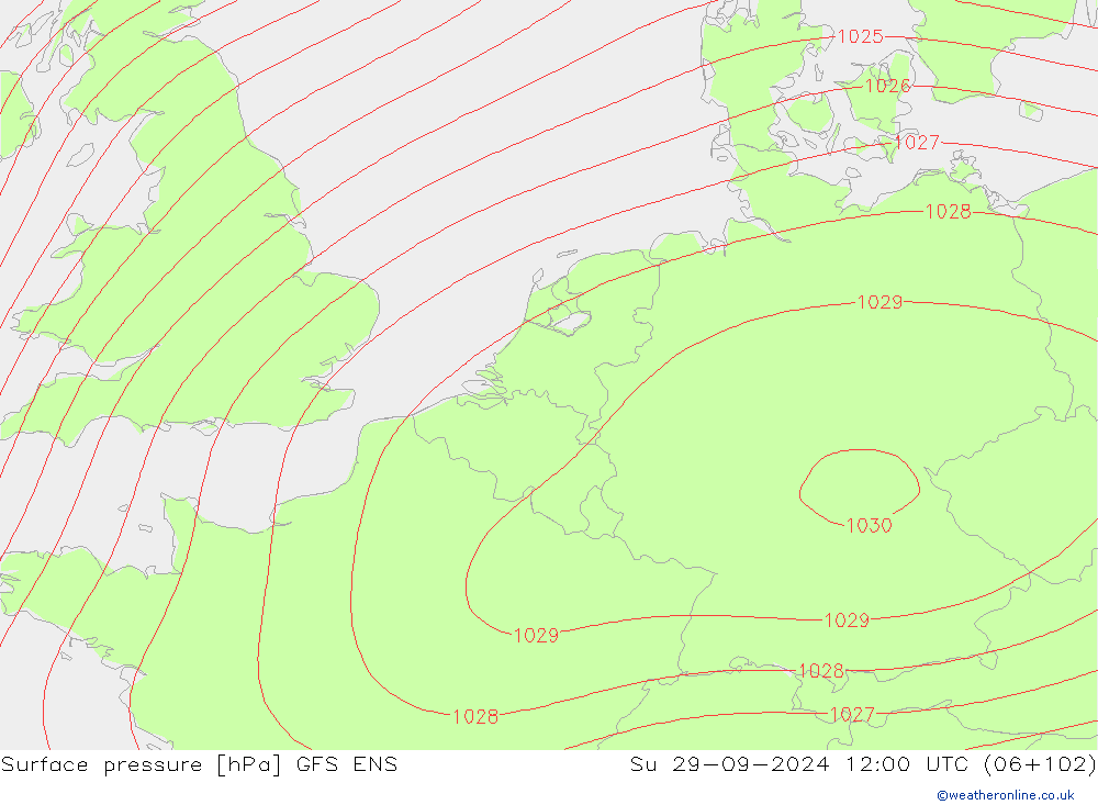 Surface pressure GFS ENS Su 29.09.2024 12 UTC