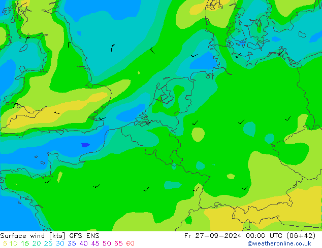 Surface wind GFS ENS Pá 27.09.2024 00 UTC