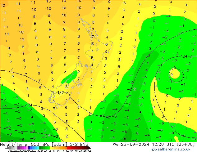 Height/Temp. 850 hPa GFS ENS mer 25.09.2024 12 UTC