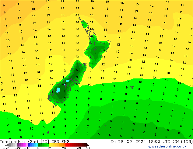 Temperatura (2m) GFS ENS dom 29.09.2024 18 UTC