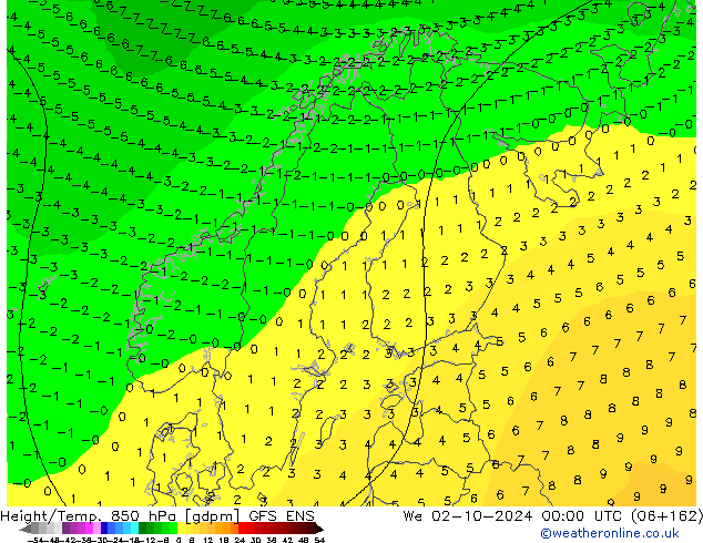 Height/Temp. 850 hPa GFS ENS śro. 02.10.2024 00 UTC