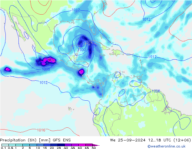 Precipitazione (6h) GFS ENS mer 25.09.2024 18 UTC