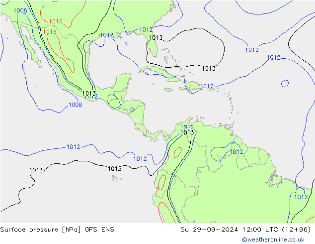 Luchtdruk (Grond) GFS ENS zo 29.09.2024 12 UTC