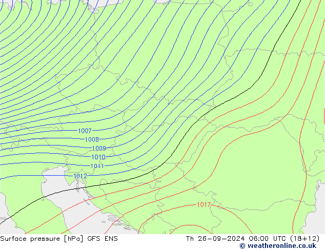 Atmosférický tlak GFS ENS Čt 26.09.2024 06 UTC