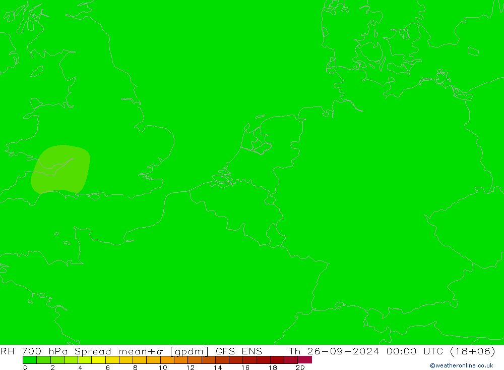 RH 700 hPa Spread GFS ENS Do 26.09.2024 00 UTC