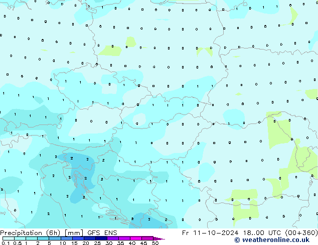 Yağış (6h) GFS ENS Cu 11.10.2024 00 UTC