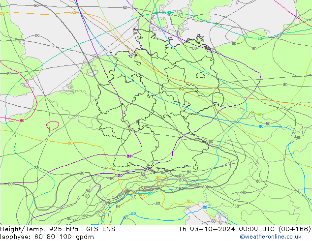 Height/Temp. 925 гПа GFS ENS чт 03.10.2024 00 UTC