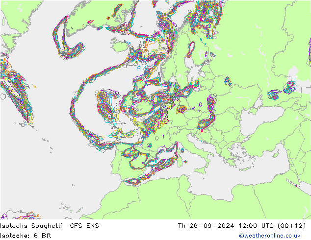 Isotachs Spaghetti GFS ENS чт 26.09.2024 12 UTC