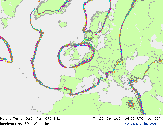 Height/Temp. 925 гПа GFS ENS чт 26.09.2024 06 UTC