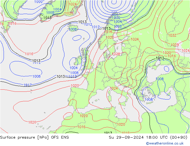 Bodendruck GFS ENS So 29.09.2024 18 UTC