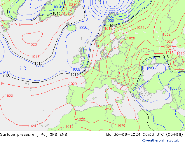 Surface pressure GFS ENS Mo 30.09.2024 00 UTC