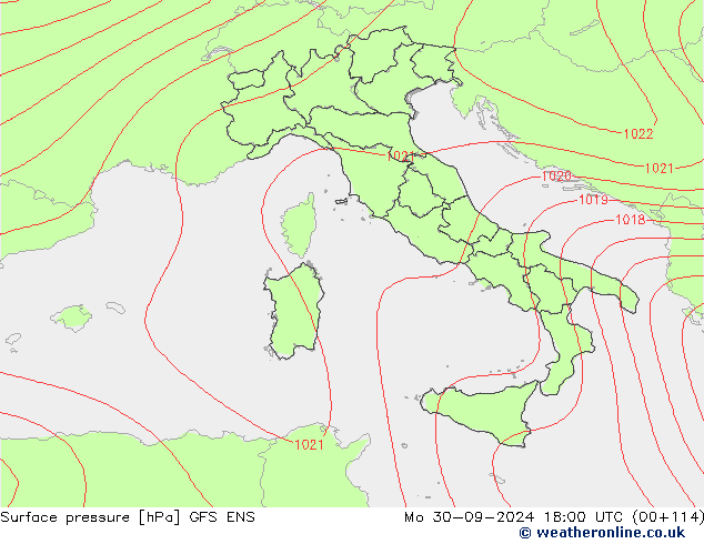 Pressione al suolo GFS ENS lun 30.09.2024 18 UTC