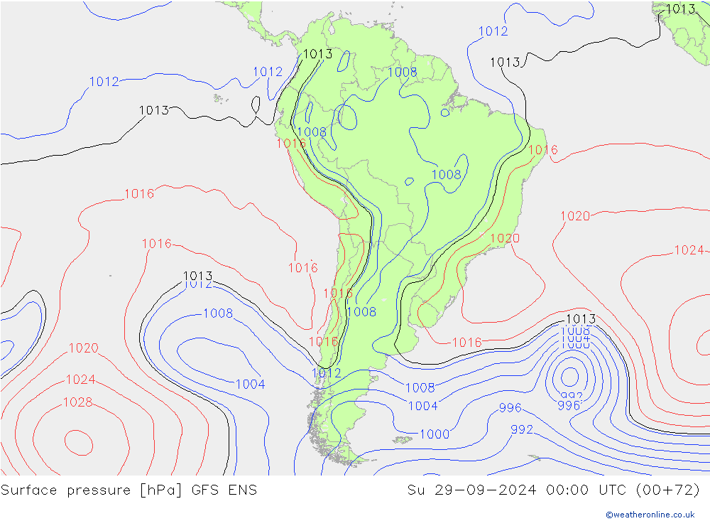 Surface pressure GFS ENS Su 29.09.2024 00 UTC