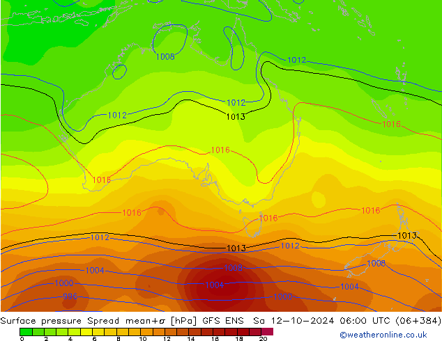 Atmosférický tlak Spread GFS ENS So 12.10.2024 06 UTC