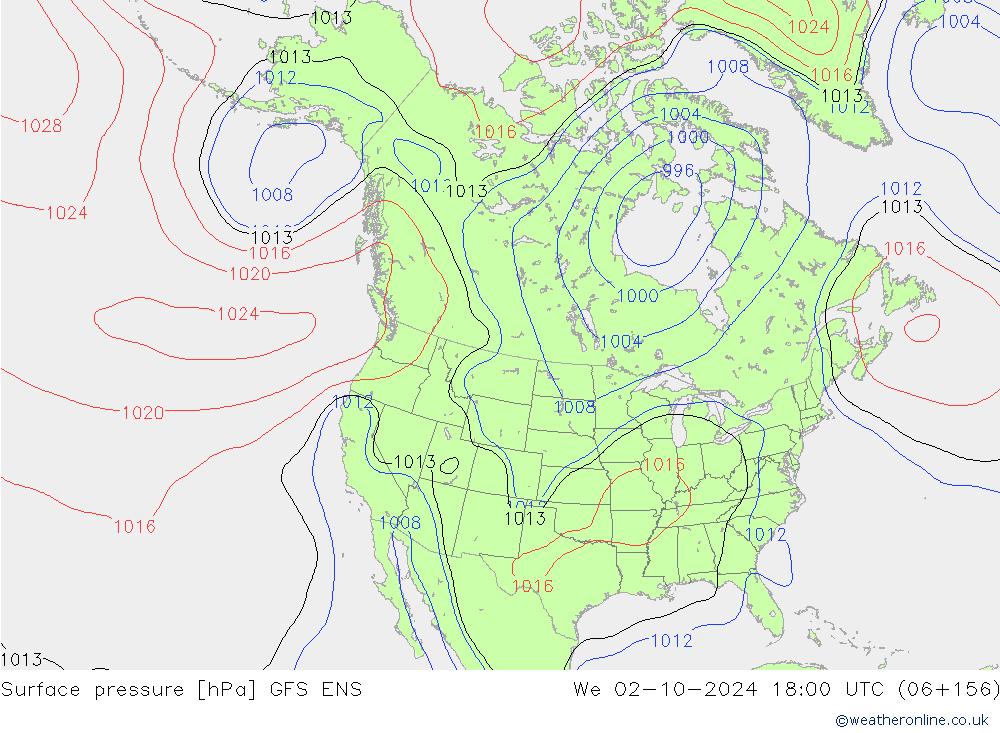 Yer basıncı GFS ENS Çar 02.10.2024 18 UTC