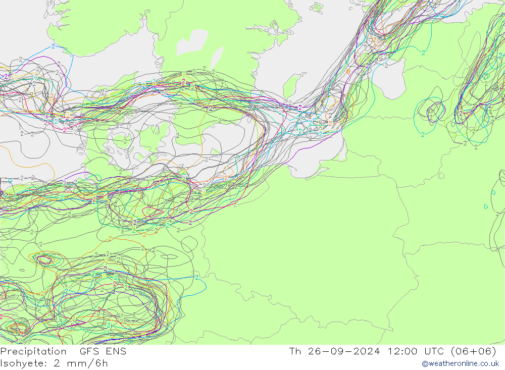 Srážky GFS ENS Čt 26.09.2024 12 UTC