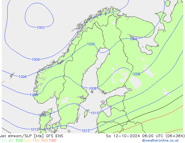 Jet Akımları/SLP GFS ENS Cts 12.10.2024 06 UTC