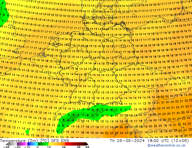 Temperatuurkaart (2m) GFS ENS do 26.09.2024 18 UTC