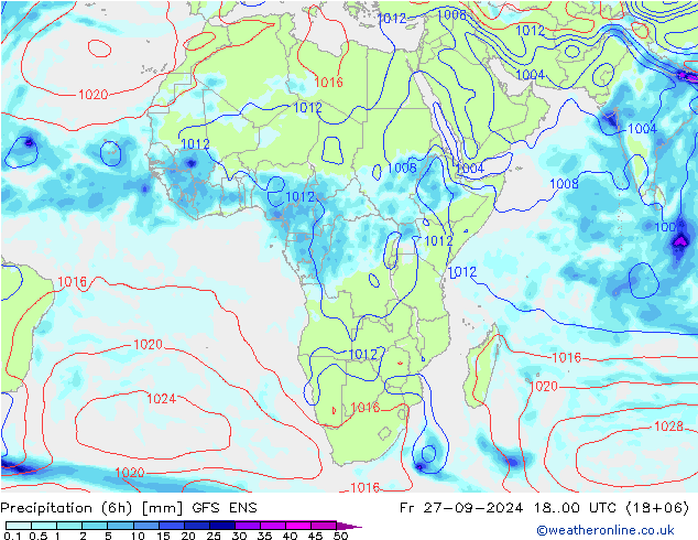 Precipitation (6h) GFS ENS Fr 27.09.2024 00 UTC