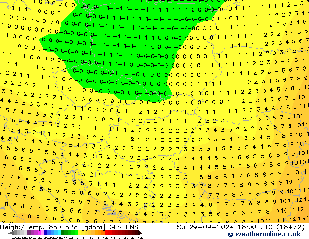 Height/Temp. 850 hPa GFS ENS  29.09.2024 18 UTC