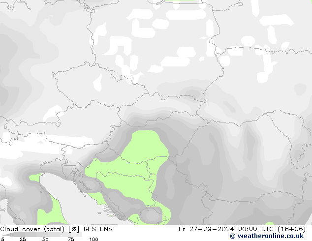 Cloud cover (total) GFS ENS Fr 27.09.2024 00 UTC