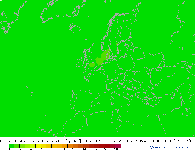 RH 700 hPa Spread GFS ENS pt. 27.09.2024 00 UTC