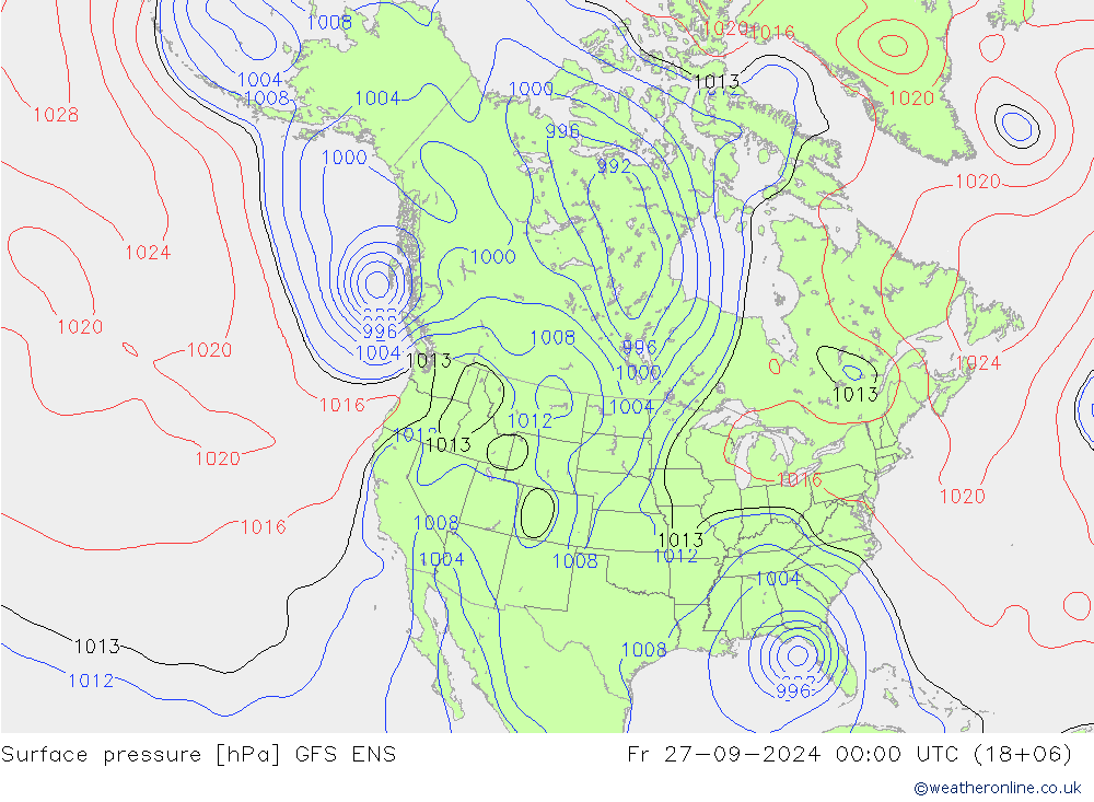 地面气压 GFS ENS 星期五 27.09.2024 00 UTC