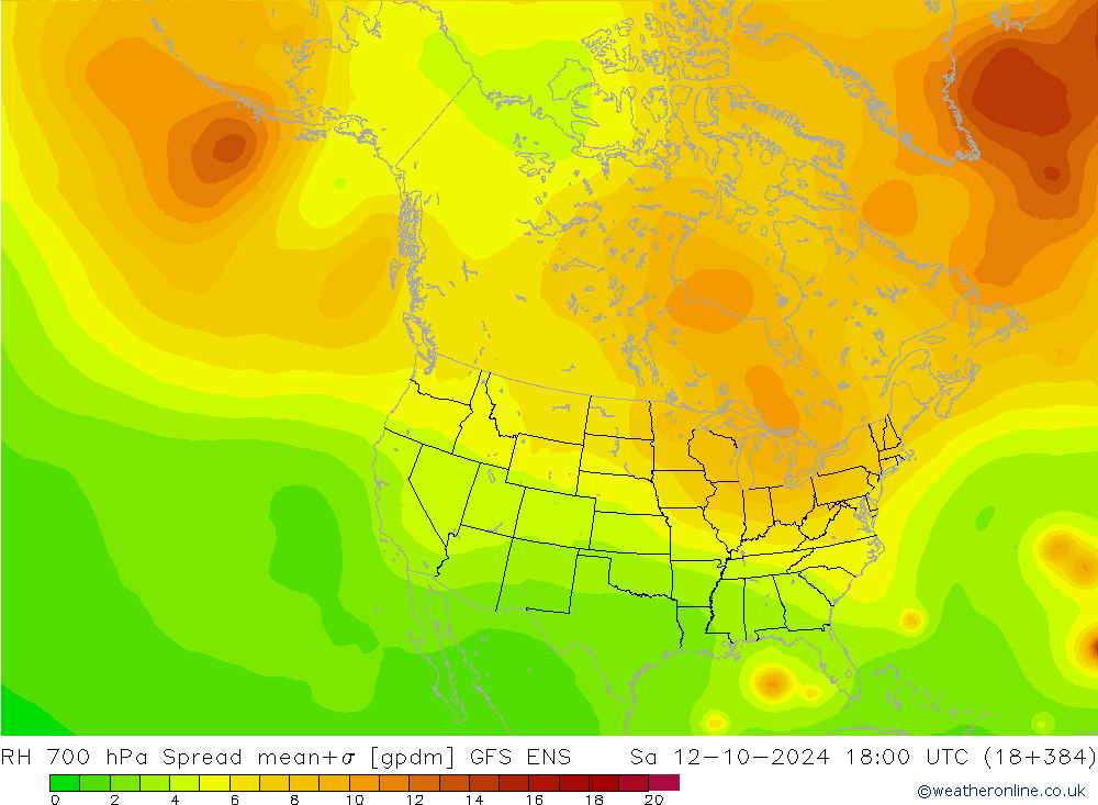 700 hPa Nispi Nem Spread GFS ENS Cts 12.10.2024 18 UTC